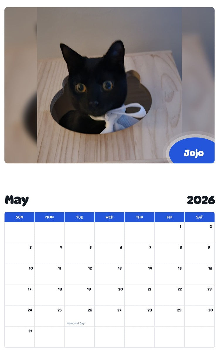 2026 - 2027 Jojo - Pawidols Pet Calendar