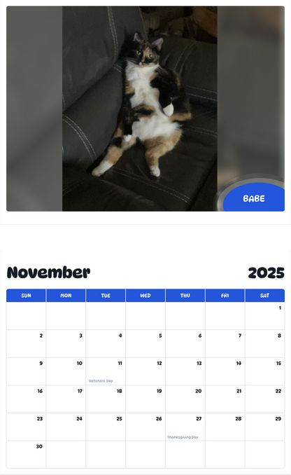 July 2025 - June 2026 Babe - Pawidols Pet Calendar