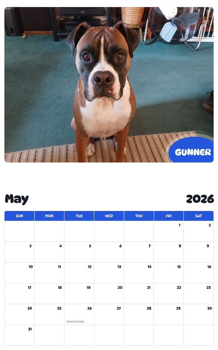 2026 - 2027 GUNNER - Pawidols Pet Calendar
