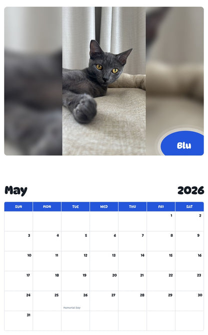 2026 - 2027 Blu - Pawidols Pet Calendar