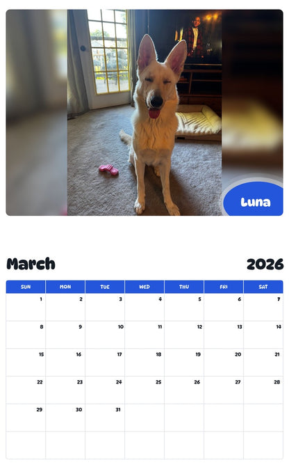 November 2025 - October 2026 Luna - Pawidols Pet Calendar