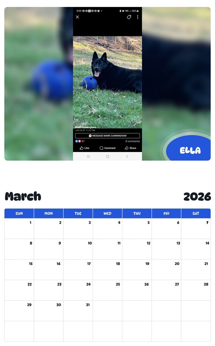 November 2025 - October 2026 ELLA - Pawidols Pet Calendar