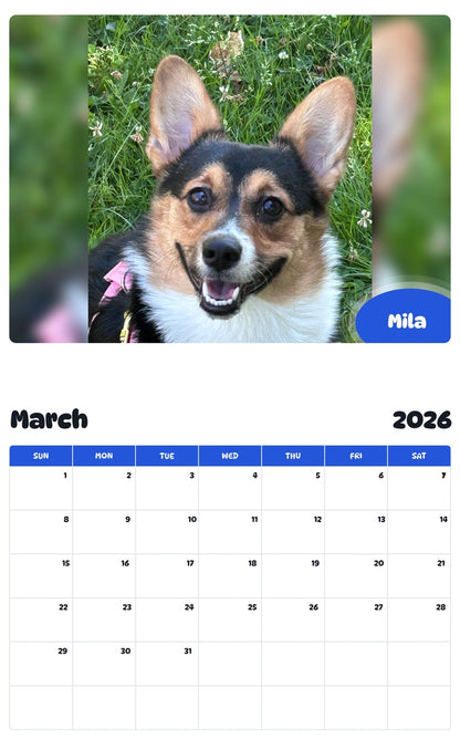 November 2025 - October 2026 Mila - Pawidols Pet Calendar