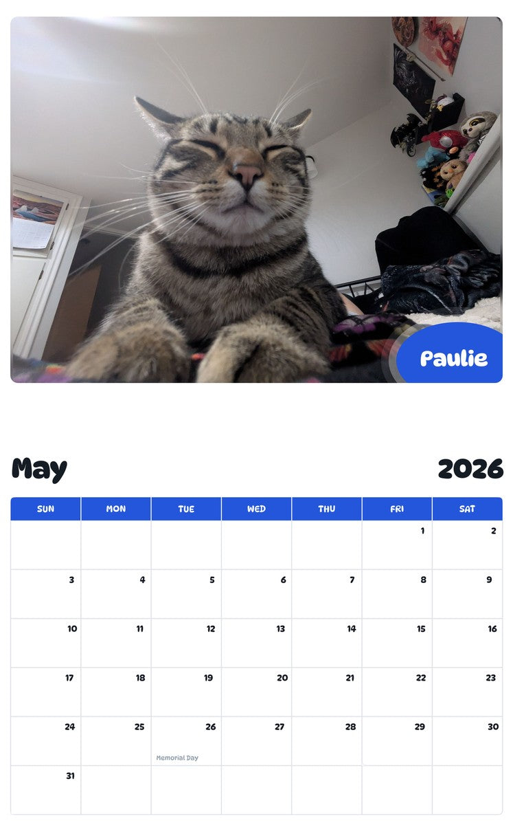 2026 - 2027 Paulie - Pawidols Pet Calendar