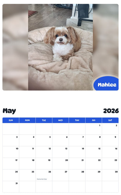 2026 - 2027 Mahlee - Pawidols Pet Calendar