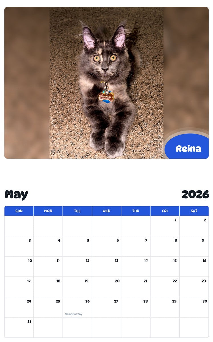2026 - 2027 Reina - Pawidols Pet Calendar