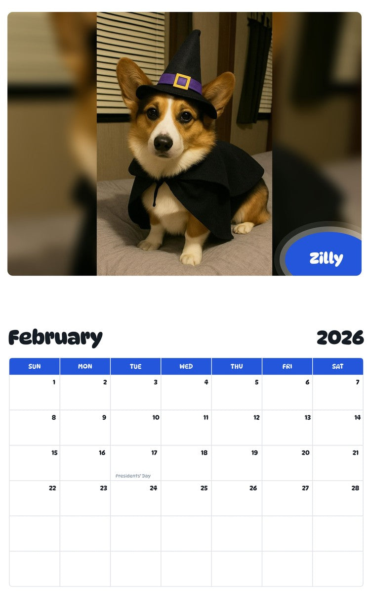 October 2025 - September 2026 Zilly - Pawidols Pet Calendar