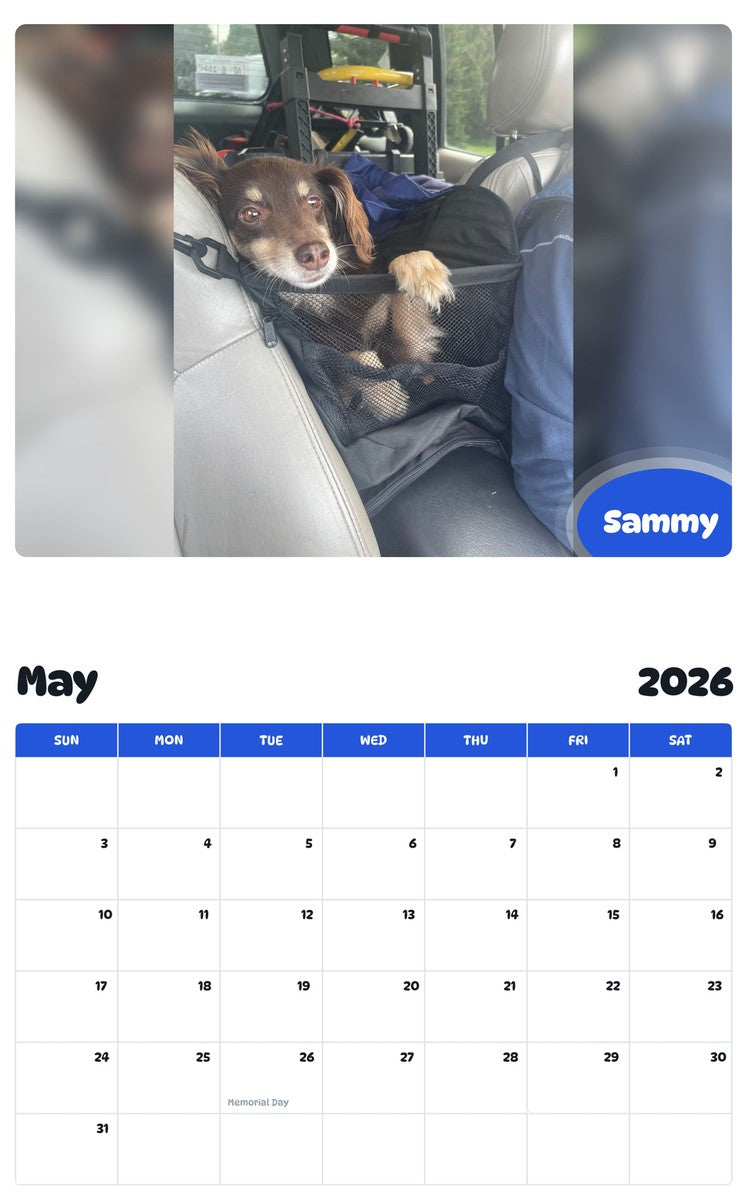 2026 - 2027 Sammy - Pawidols Pet Calendar