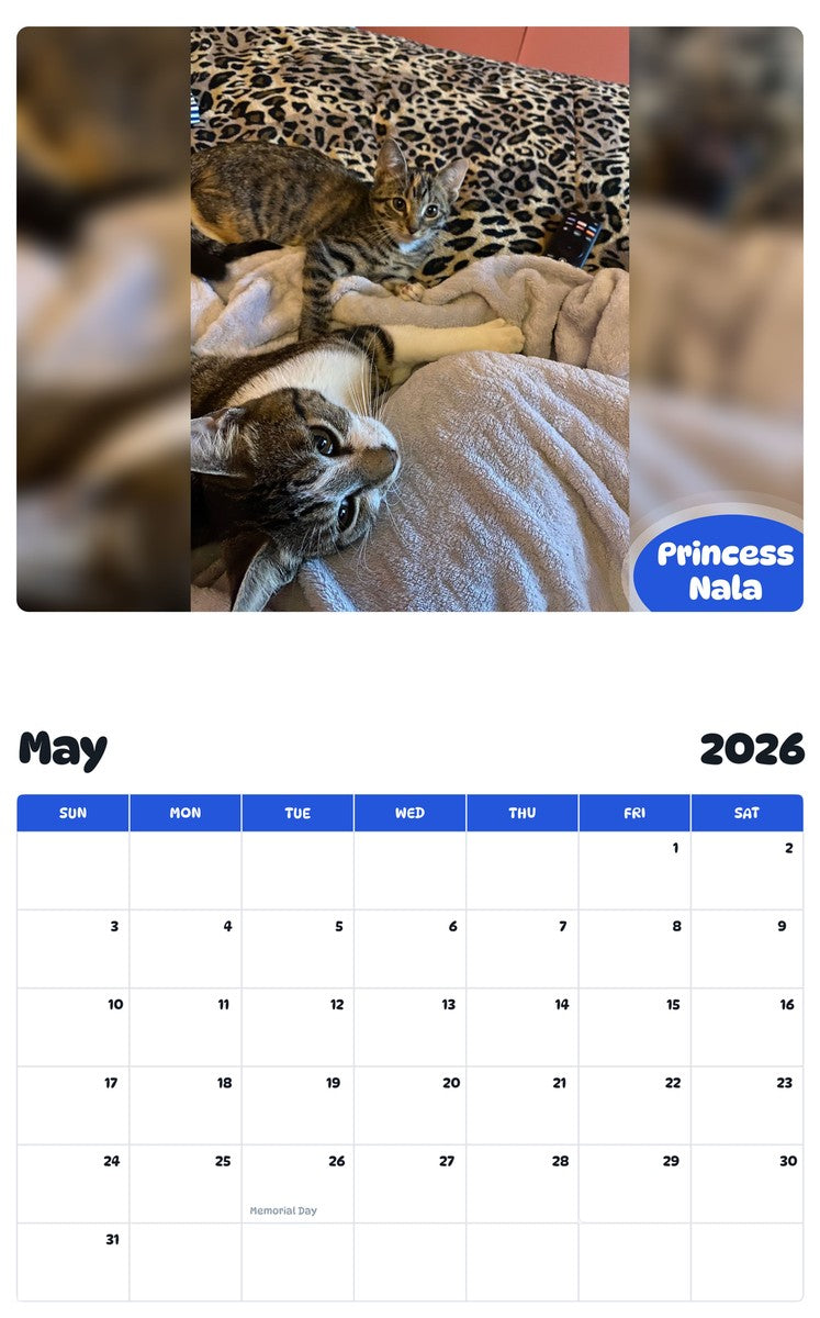 2026 - 2027 Princess Nala - Pawidols Pet Calendar
