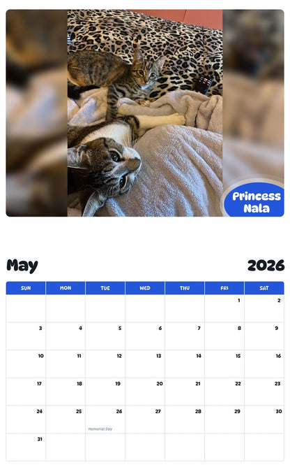 2026 - 2027 Princess Nala - Pawidols Pet Calendar
