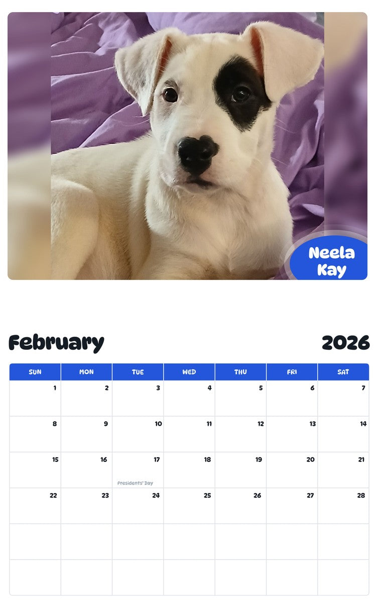 October 2025 - September 2026 Neela Kay - Pawidols Pet Calendar