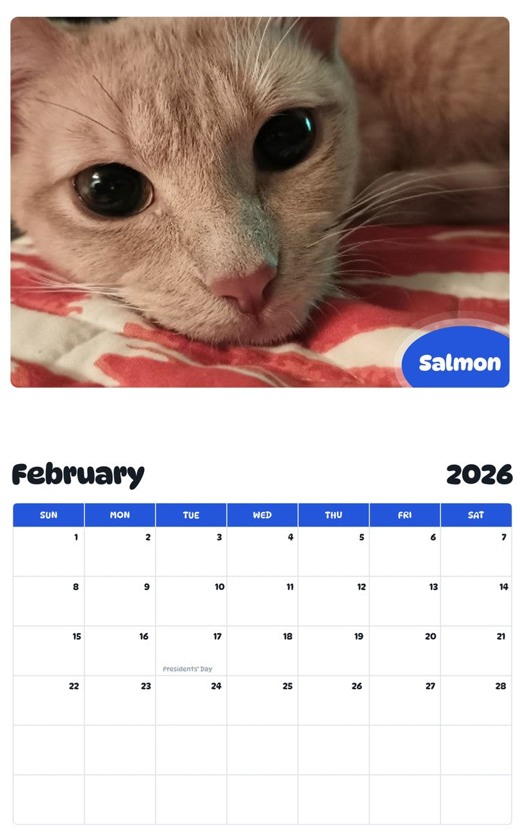 October 2025 - September 2026 Salmon - Pawidols Pet Calendar