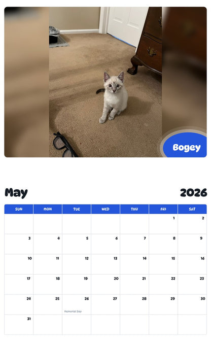 2026 - 2027 Bogey - Pawidols Pet Calendar