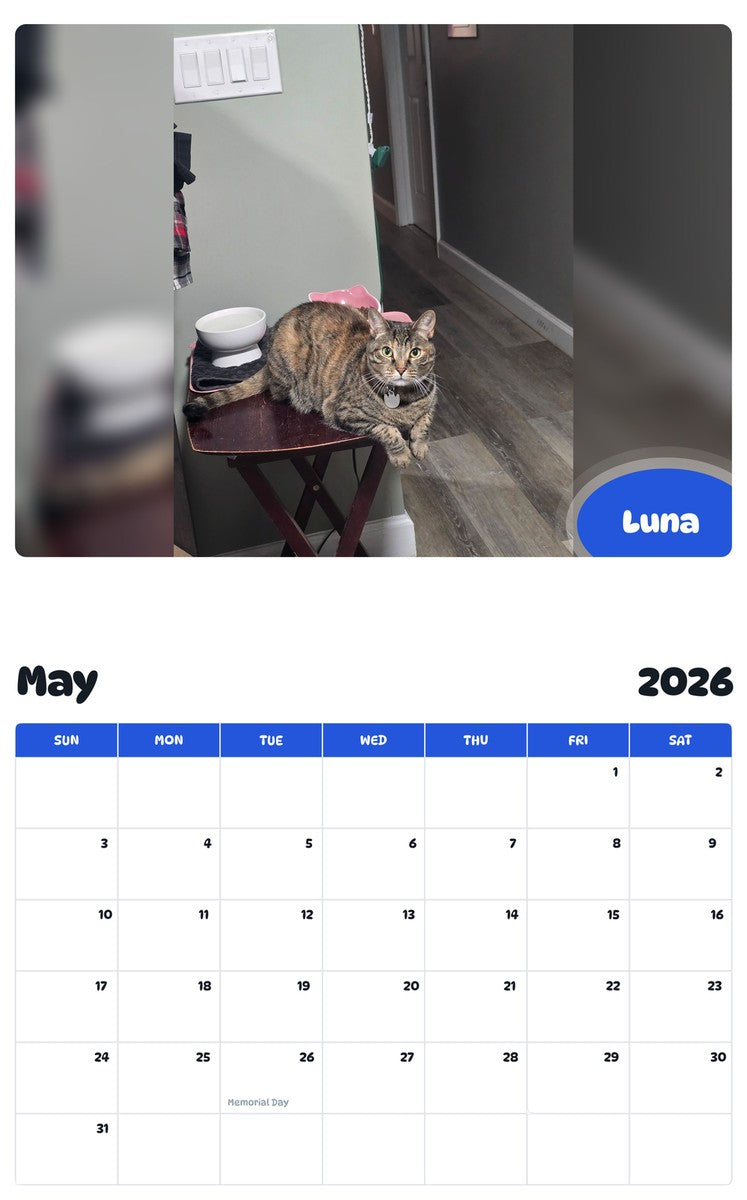 2026 - 2027 Luna - Pawidols Pet Calendar