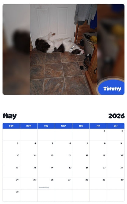 2026 - 2027 Timmy - Pawidols Pet Calendar