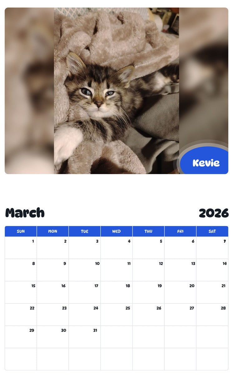 November 2025 - October 2026 Kevie - Pawidols Pet Calendar