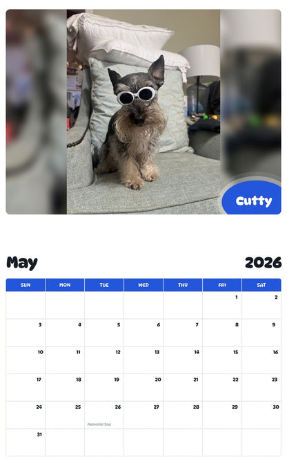 2026 - 2027 Cutty - Pawidols Pet Calendar