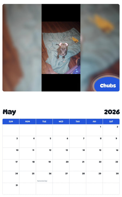 2026 - 2027 Chubs - Pawidols Pet Calendar