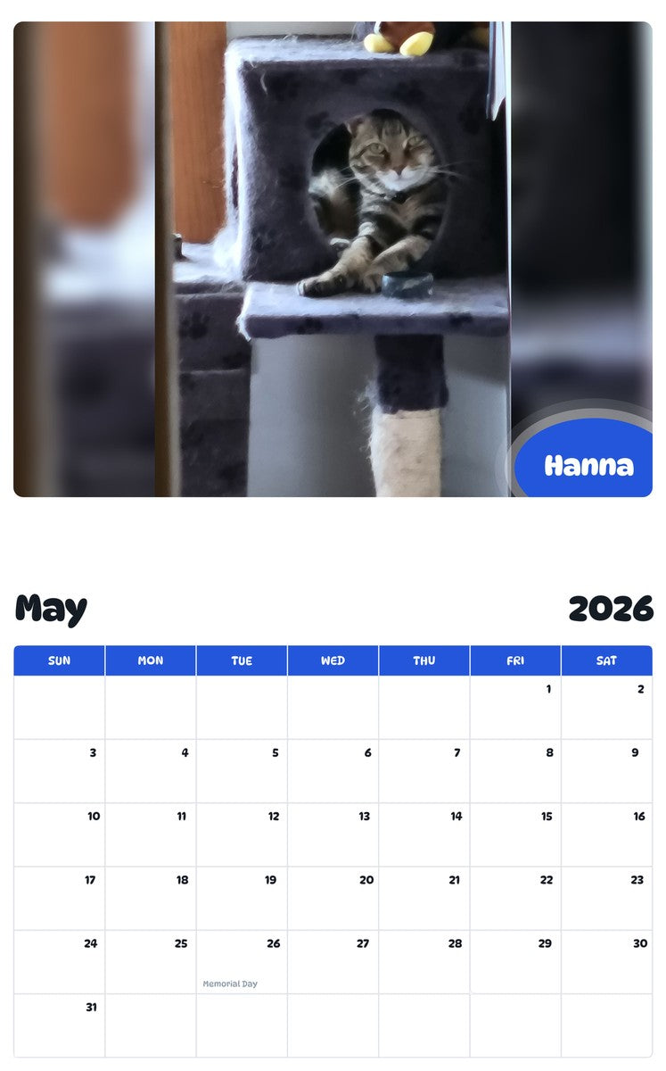 2026 - 2027 Hanna - Pawidols Pet Calendar