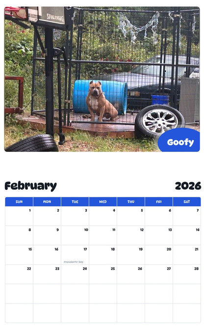 November 2025 - October 2026 Goofy - Pawidols Pet Calendar