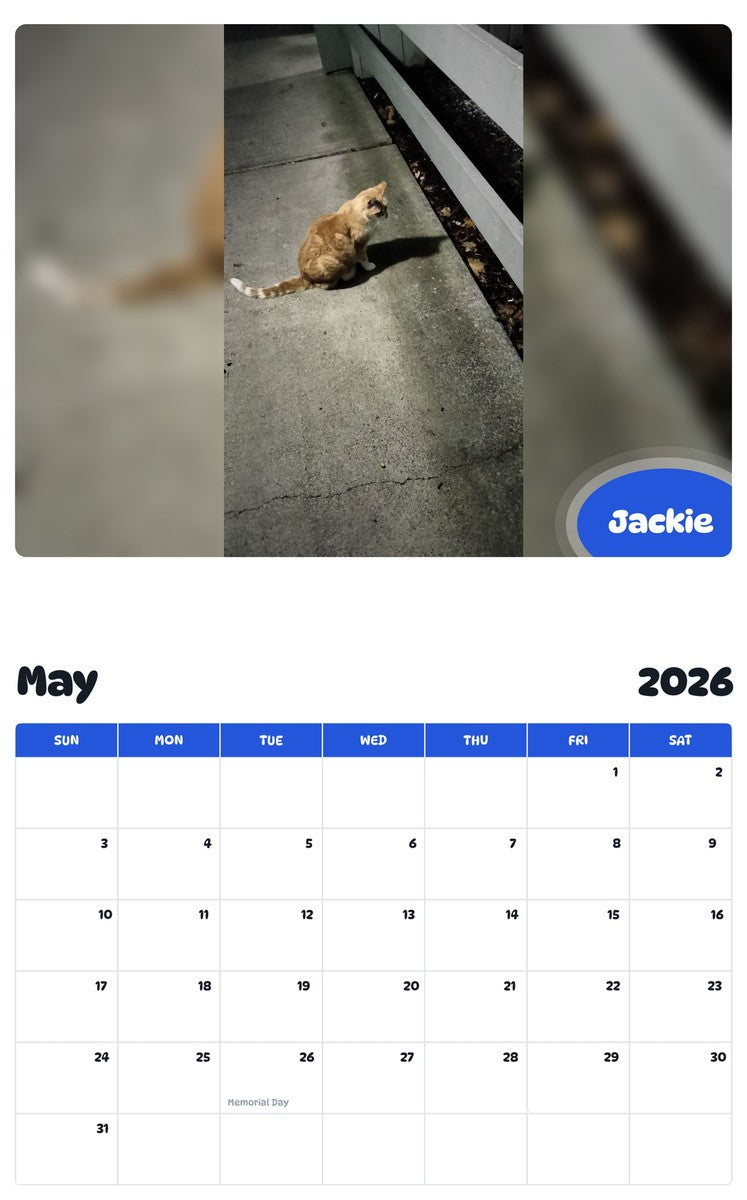 2026 - 2027 Jackie - Pawidols Pet Calendar