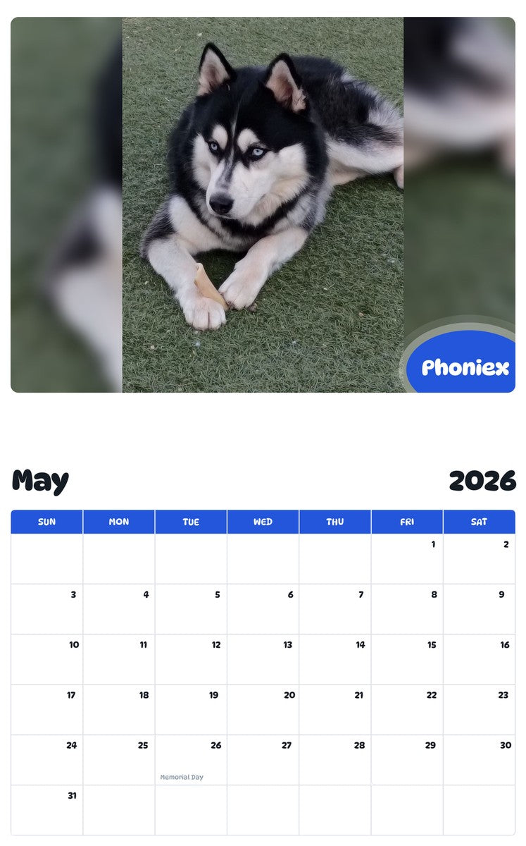 2026 - 2027 Phoniex - Pawidols Pet Calendar