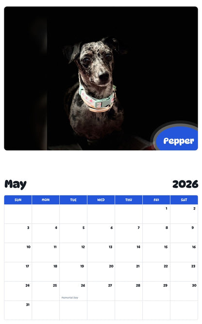 2026 - 2027 Pepper - Pawidols Pet Calendar