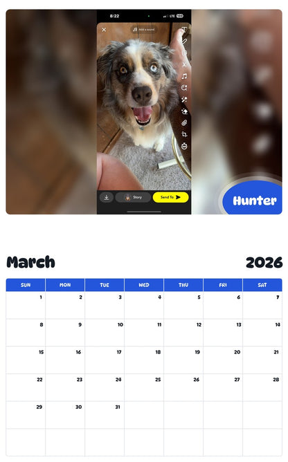 November 2025 - October 2026 Hunter - Pawidols Pet Calendar