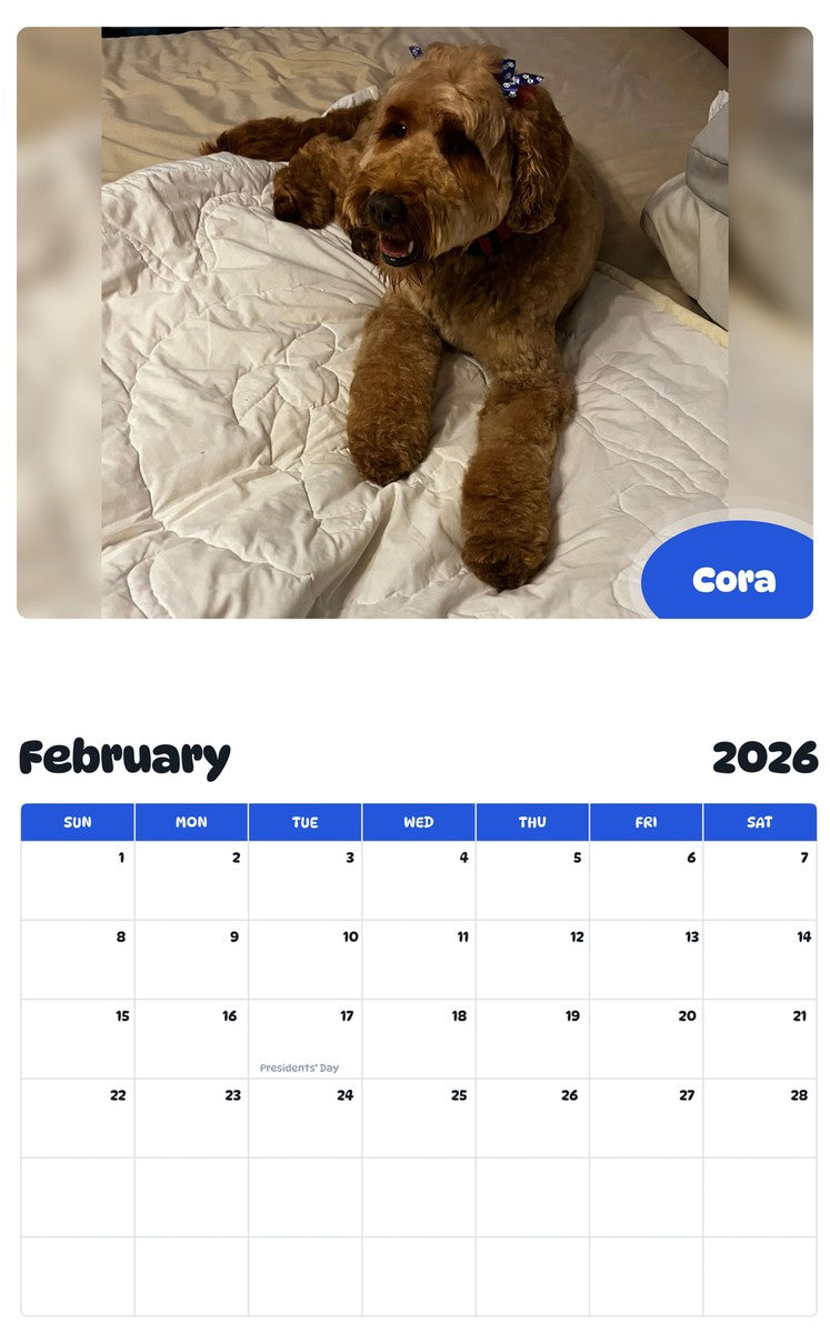 October 2025 - September 2026 Cora - Pawidols Pet Calendar