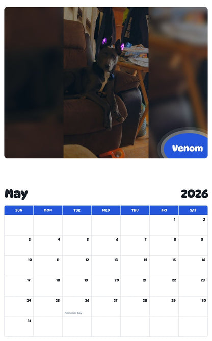 2026 - 2027 Venom - Pawidols Pet Calendar