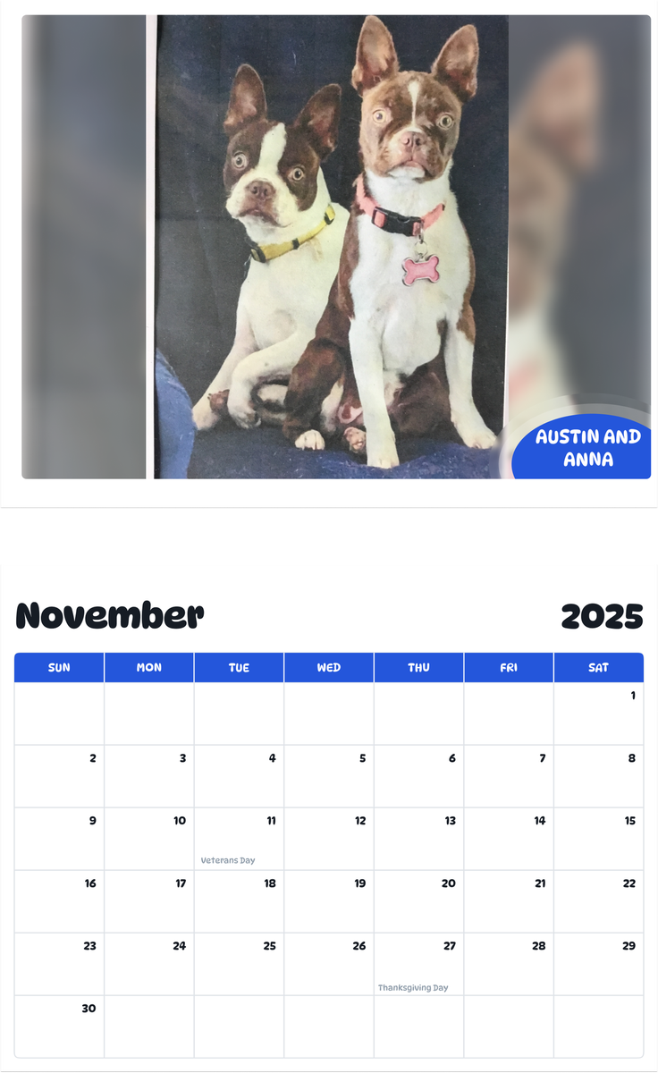 July 2025 - June 2026 Austin and Anna - Pawidols Pet Calendar