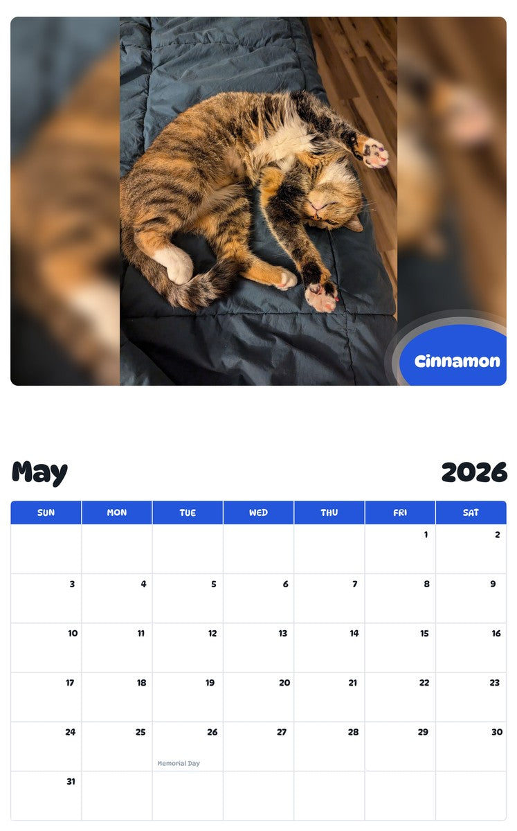 2026 - 2027 Cinnamon - Pawidols Pet Calendar