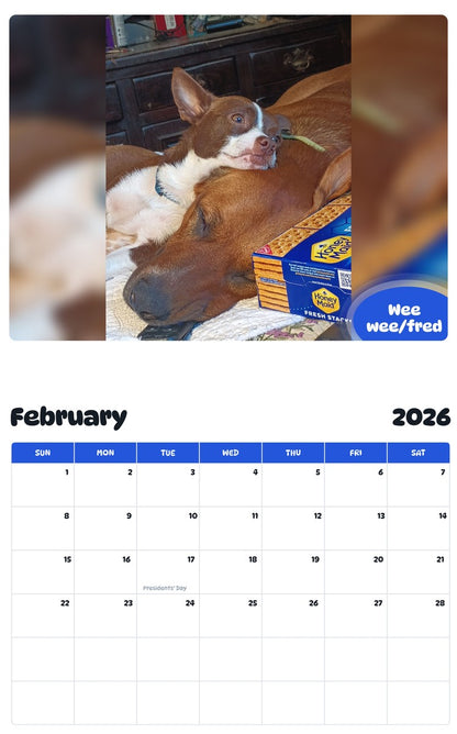 October 2025 - September 2026 Wee wee/fred - Pawidols Pet Calendar
