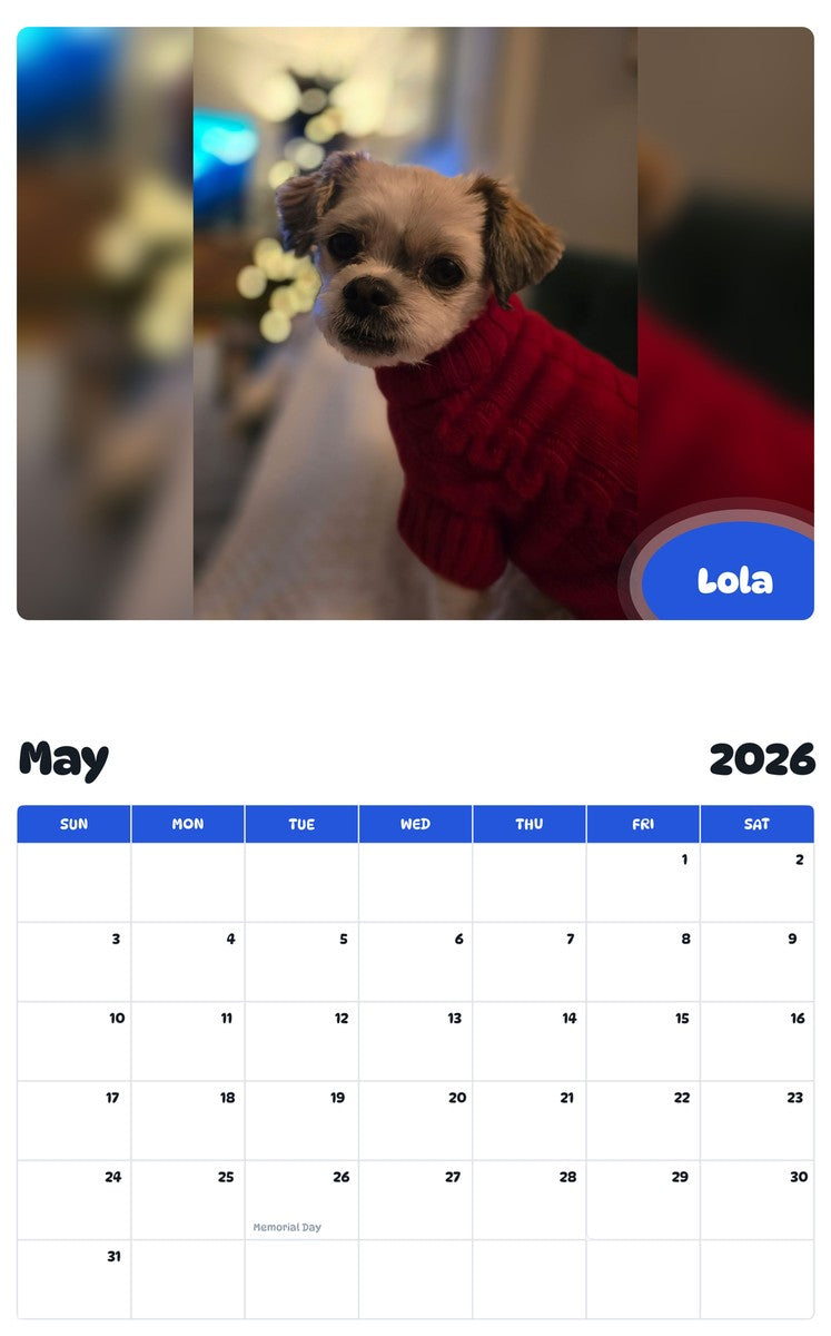 2026 - 2027 Lola - Pawidols Pet Calendar