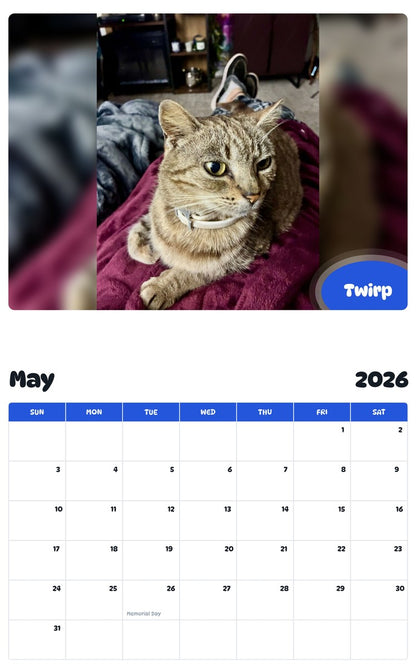 2026 - 2027 Twirp - Pawidols Pet Calendar