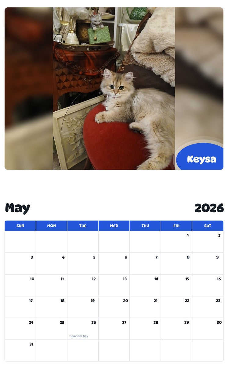 2026 - 2027 Keysa - Pawidols Pet Calendar