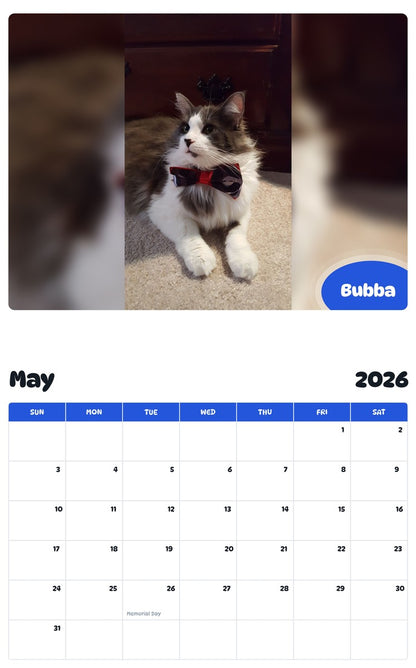 2026 - 2027 Bubba - Pawidols Pet Calendar