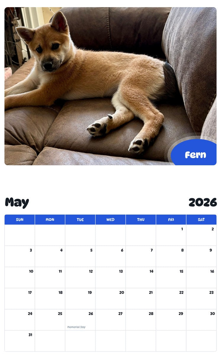 2026 - 2027 Fern - Pawidols Pet Calendar