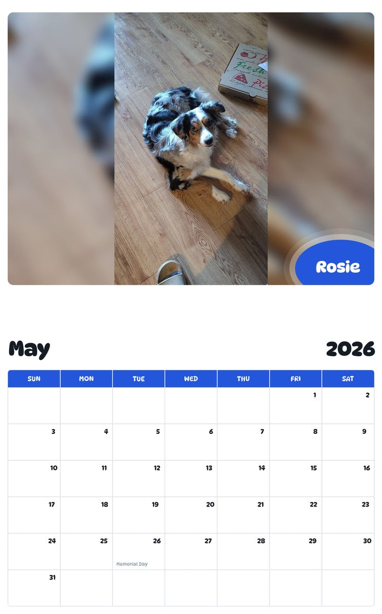 2026 - 2027 Rosie - Pawidols Pet Calendar