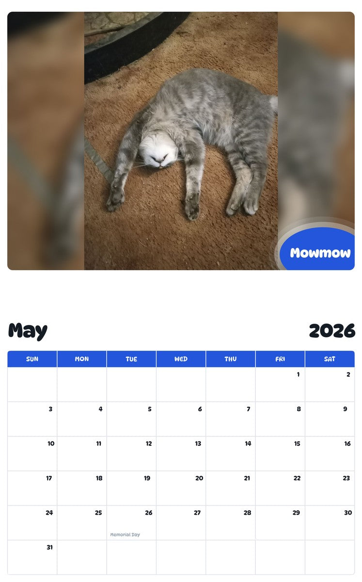 2026 - 2027 Mowmow - Pawidols Pet Calendar