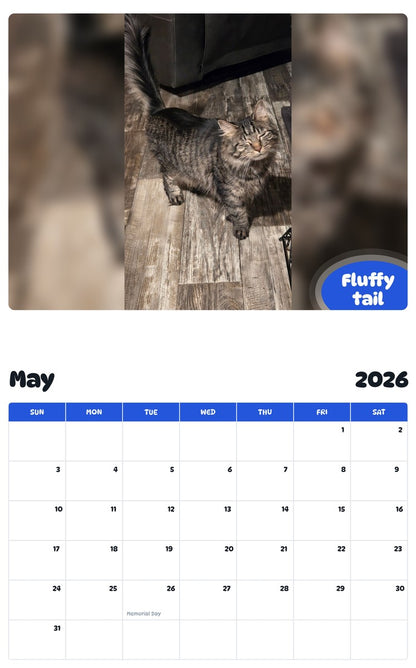2026 - 2027 Fluffy tail - Pawidols Pet Calendar