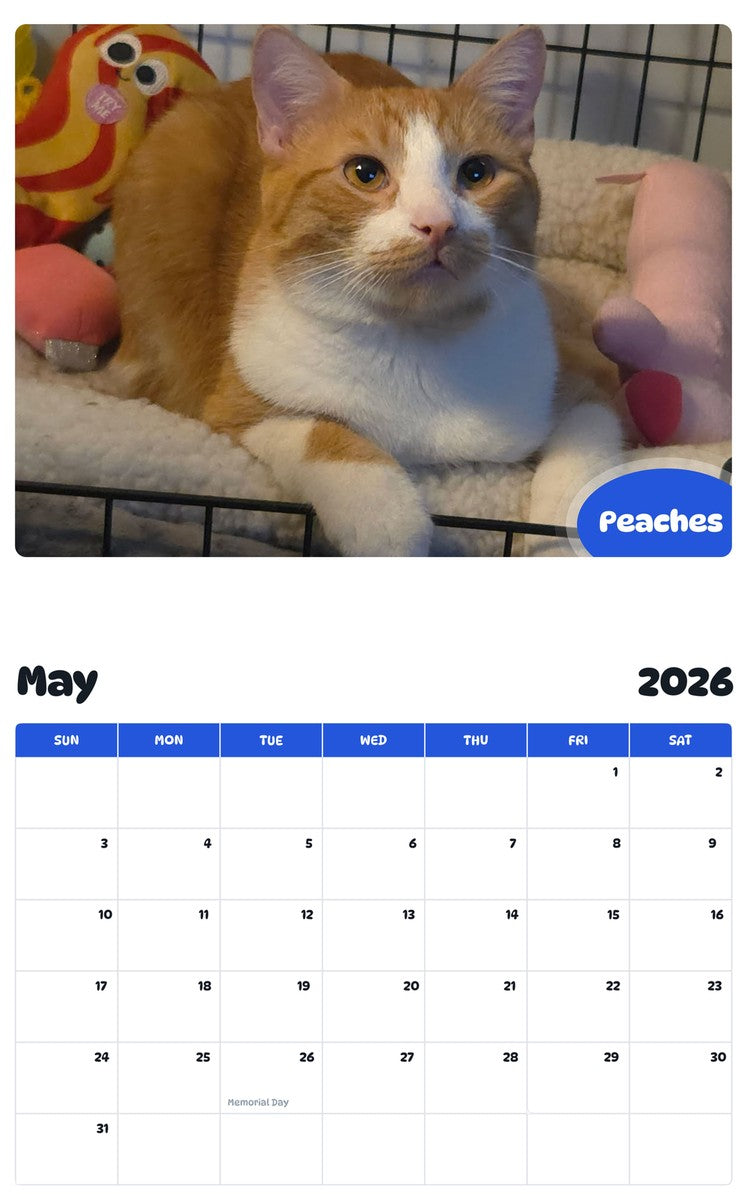 2026 - 2027 Peaches - Pawidols Pet Calendar