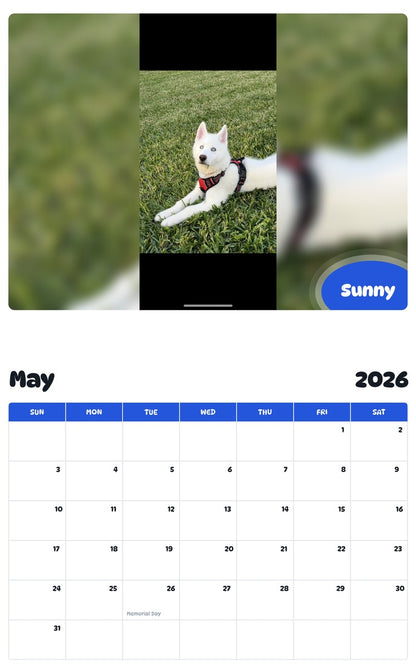 2026 - 2027 Sunny - Pawidols Pet Calendar