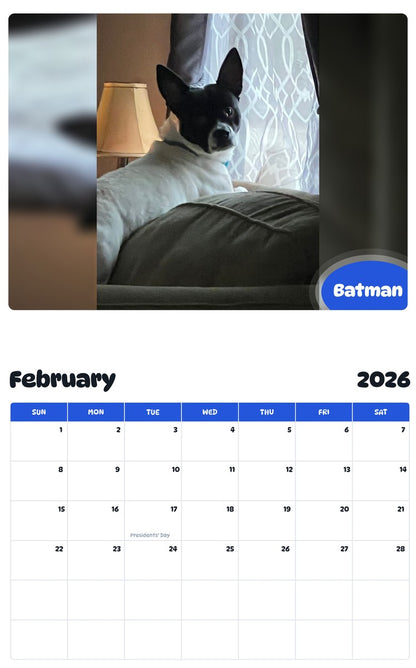 October 2025 - September 2026 Batman - Pawidols Pet Calendar