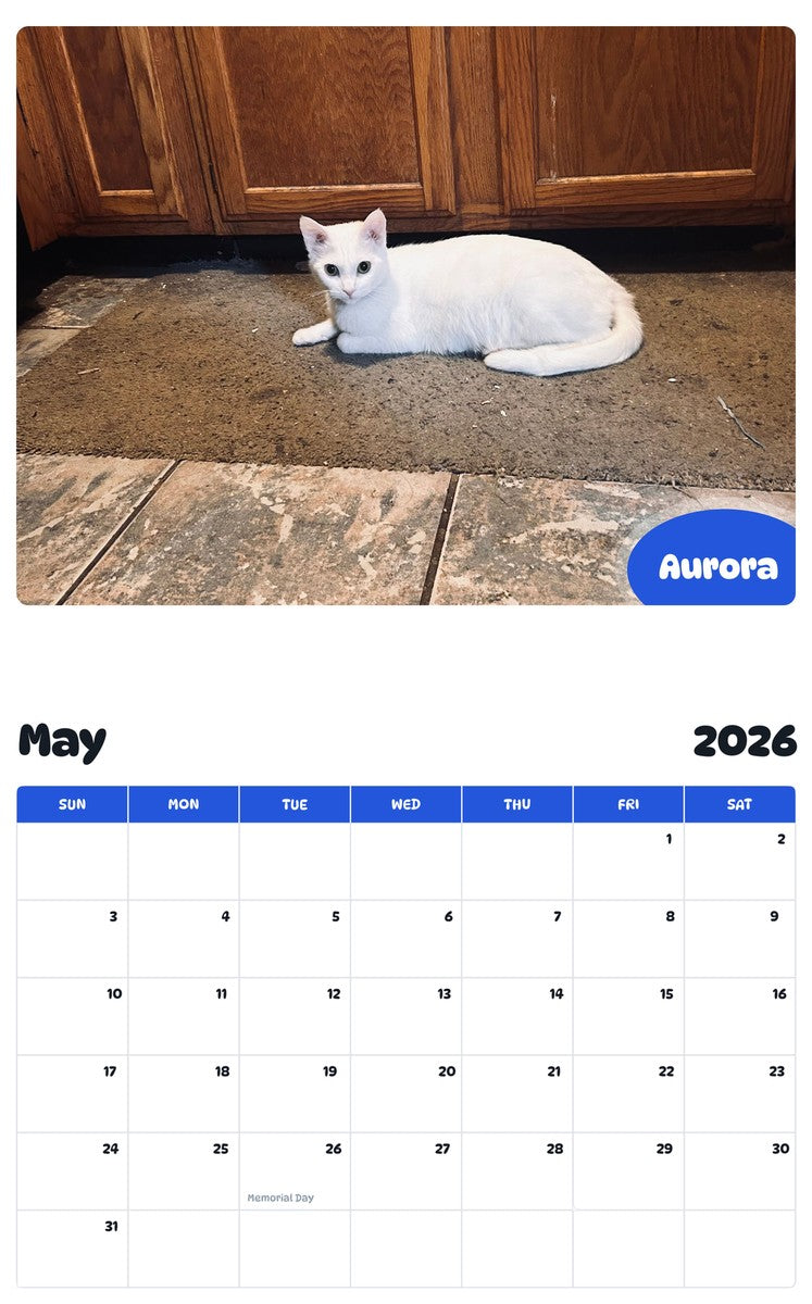 2026 - 2027 Aurora - Pawidols Pet Calendar
