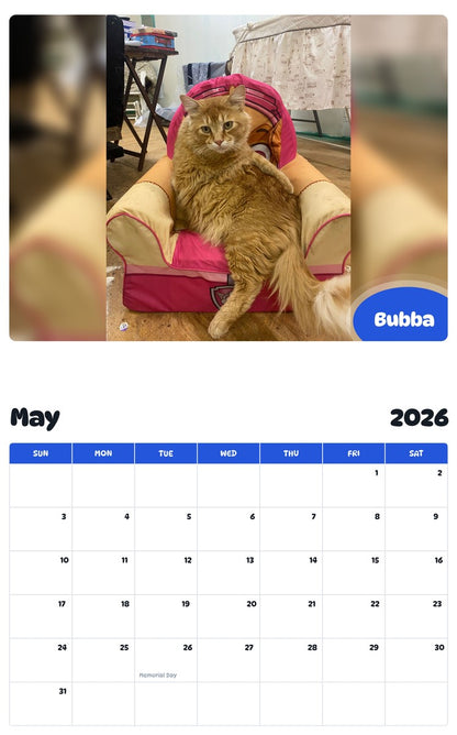 2026 - 2027 Bubba - Pawidols Pet Calendar