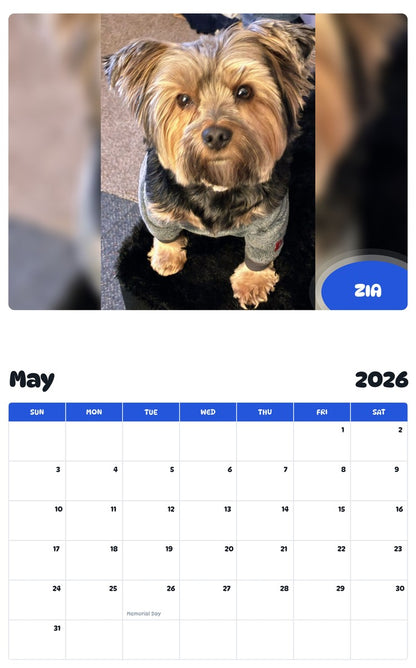 2026 - 2027 ZIA - Pawidols Pet Calendar