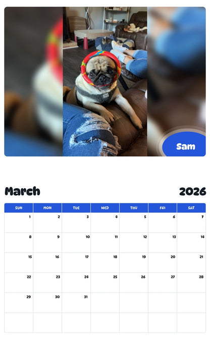 November 2025 - October 2026 Sam - Pawidols Pet Calendar