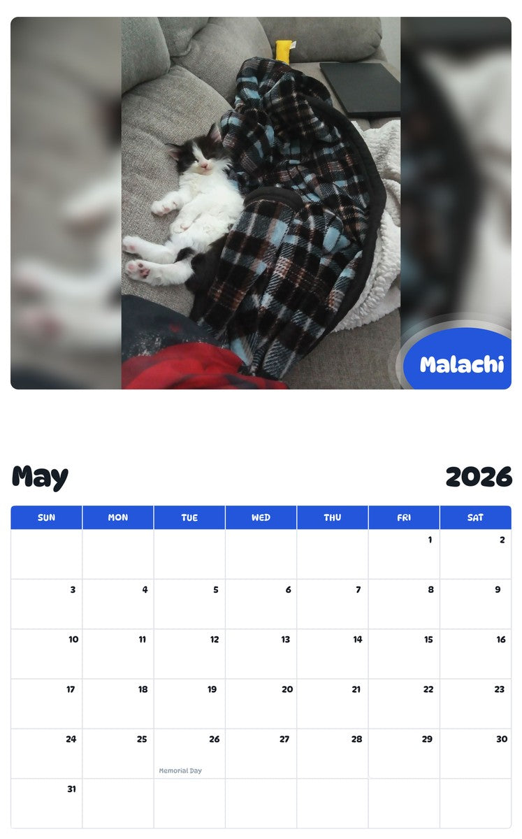 2026 - 2027 Malachi - Pawidols Pet Calendar