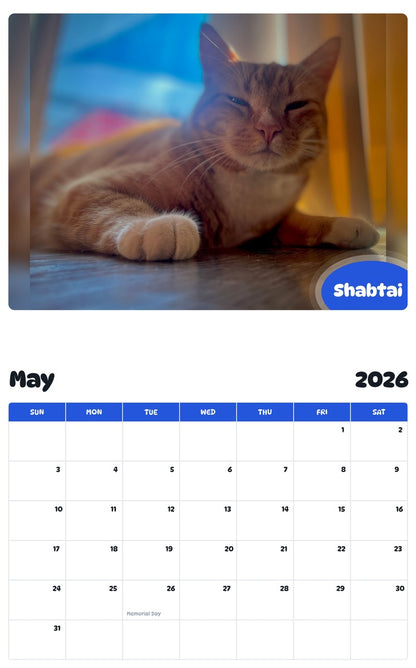 2026 - 2027 Shabtai - Pawidols Pet Calendar
